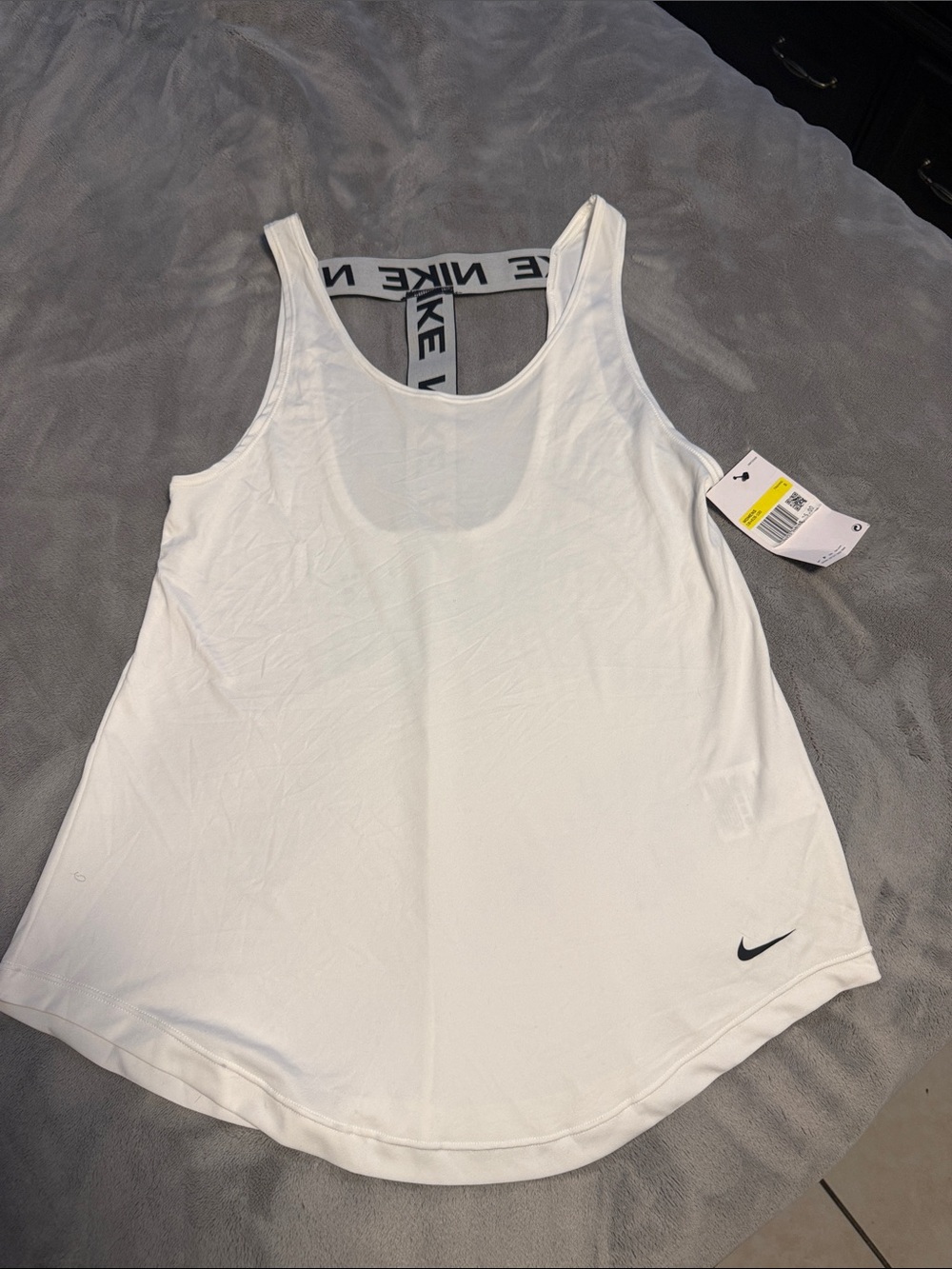 Nike White Women's Tank Top with Branded Back Strap